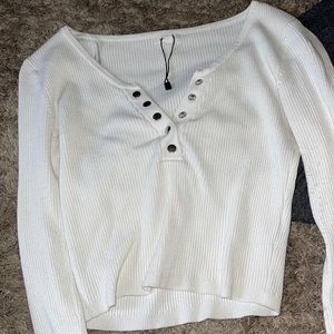 Garage white crop top long sleeve